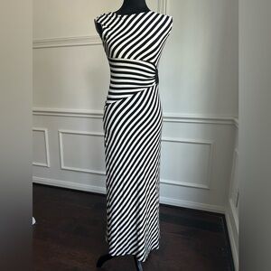 Anne Taylor Loft Petites Black and White Striped Maxi Dress, Size XSP